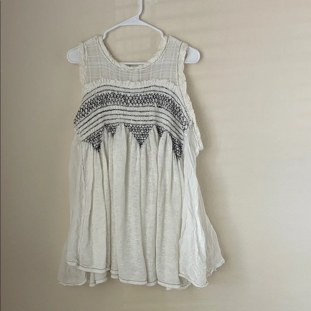 Free People Cream Sleeveless Tunic with Embroidery
